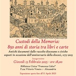 "Custodi della memoria": la mostra sugli 850 anni della Diocesi di Alessandria con la cooperativa Arca