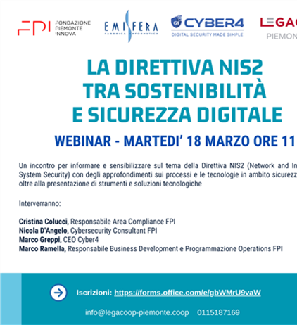 Cybersicurezza e Direttiva NIS2: webinar il 18 marzo ore 11