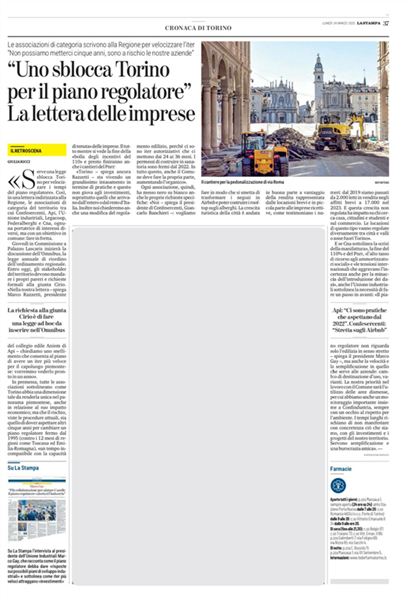 Legacoop Piemonte scrive alla Regione: velocizzare l’iter per un nuovo Piano Regolatore di Torino