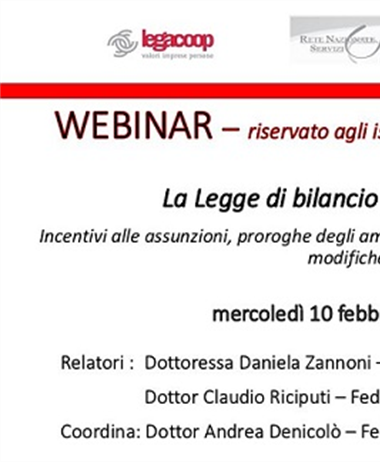 WEBINAR- La legge di bilancio 2021: le novità giuslavoristiche