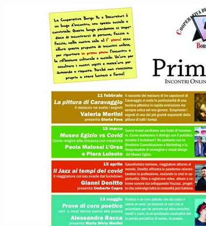 Cooperativa Borgo Po e Decoratori: incontri virtuali per parlare di cultura
