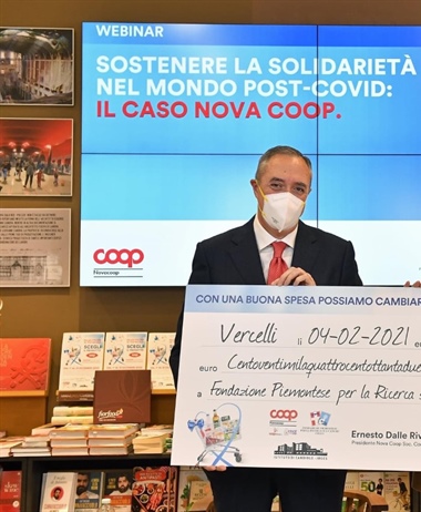 Nova Coop, oltre 120 mila euro di donazione per l'Istituto di Candiolo...