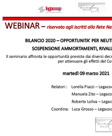 Webinar: Bilancio 2020, opportunità per neutralizzare gli effetti del Covid
