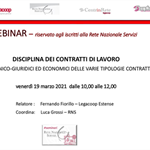 Venerdì 19 marzo un webinar sulla disciplina dei contratti di lavoro