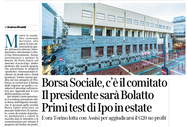 Coopfond e il progetto della Borsa delle imprese sociali