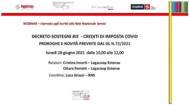 Webinar su Decreto Sostegni Bis e Credito di imposta Covid