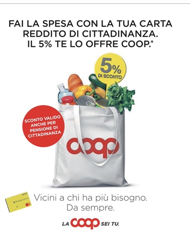 Novacoop sconto sulla spesa per chi ha diritto al Reddito di Cittadinanza
